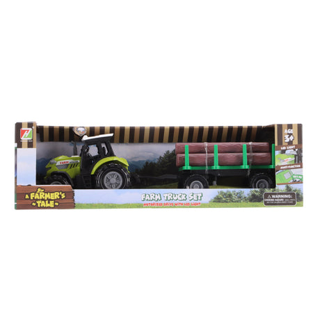 Otras marcas de tractor + remolque con troncos + luz y sonido