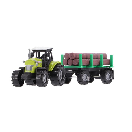 Otras marcas de tractor + remolque con troncos + luz y sonido