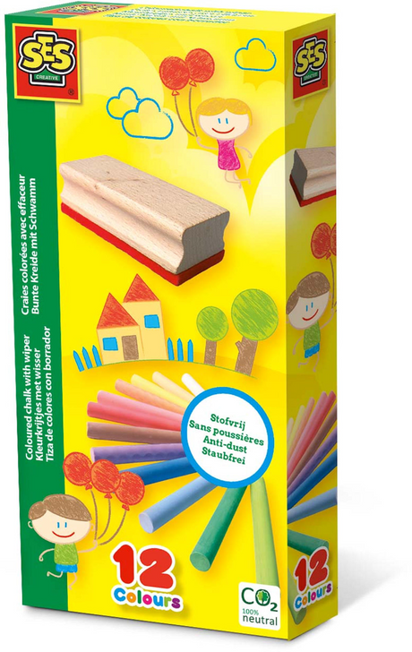 Juego de crayones de colores con borrador.