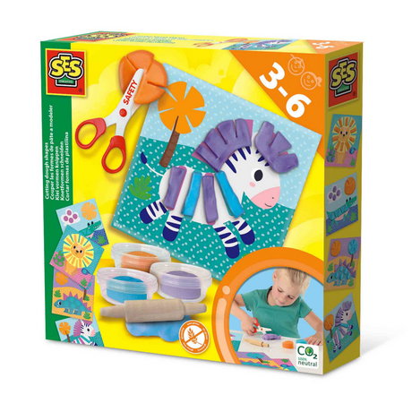 Ses creative ses - cortar formas de plastilina - 3 colores de plastilina (3x40g) - con tijeras infantiles seguras y tarjetas de plastilina reutilizables - sin gluten
