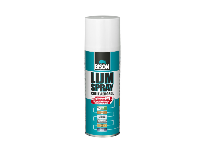 Bison spray adhesivo universal bote de 200 ml - práctico spray adhesivo para pegar de forma permanente o temporal papel, cartón, fotografías, carteles, collages, láminas metálicas, materiales aislantes y decorativos, fieltro, textiles, etc.