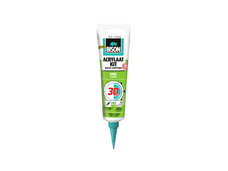 Sellador acrílico Bison rápido 30 minutos tubo 150 ml - sellador para sellar juntas, uniones, grietas y grietas, se puede pintar encima, se puede recortar cuidadosamente