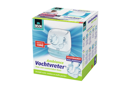 Bison humidificador® ambiance, deshumidificador, combate la humedad y el moho en las zonas residenciales, sistema de circulación de aire único, 450 g, blanco, también apto para caravanas y autocaravanas