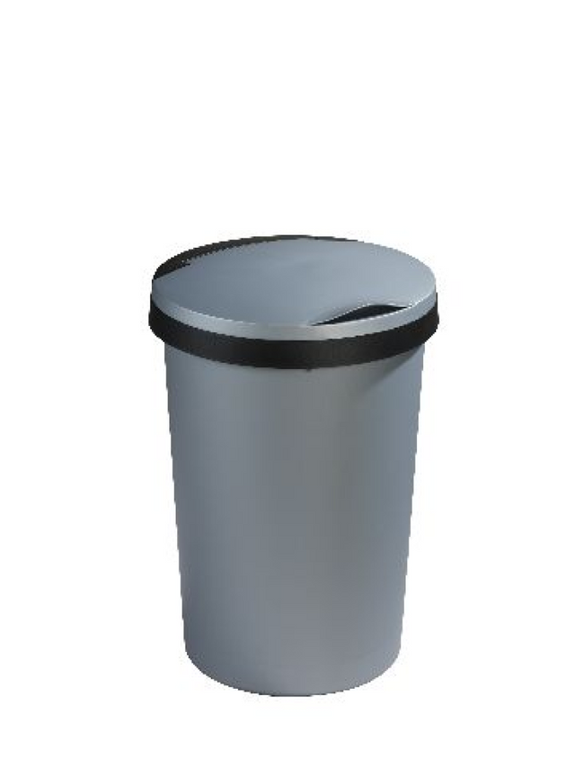 Papelera Sunware twinga con tapa abatible 45 litros metal negro diámetro 37,5x54cm