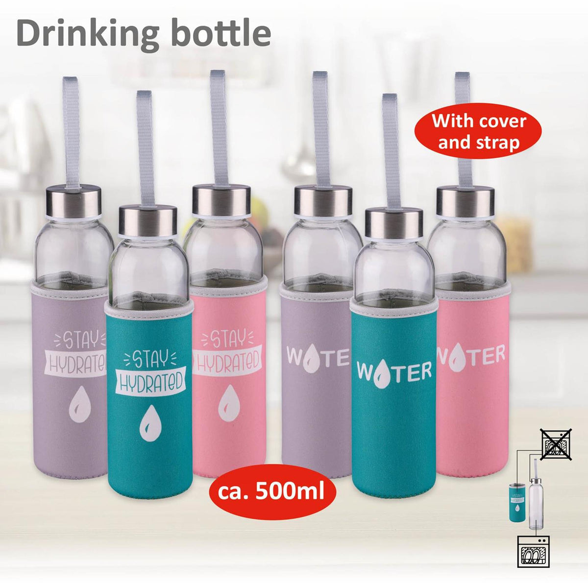 Alpina biberón cristal 500ml + tapa lisa