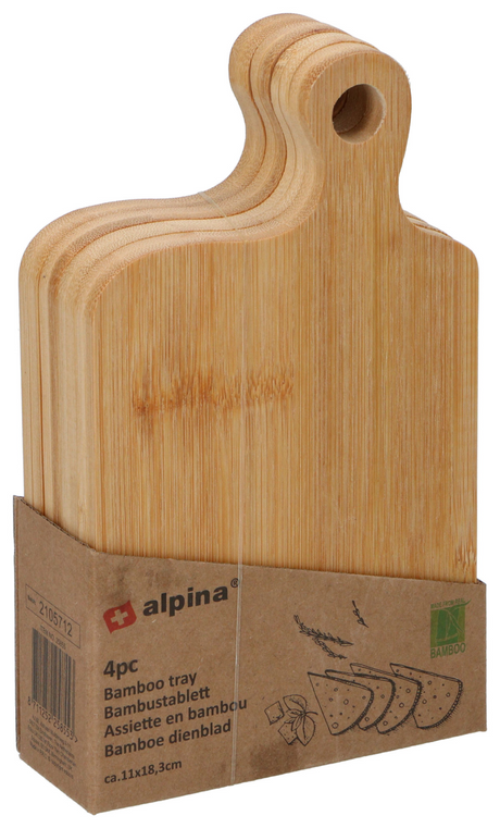 Bandeja de bambú Alpina juego de 4 piezas 11,5x4x18,5cm