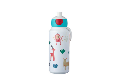 Biberón desplegable Mepal Campus - 400 ml - Cierra bien - Vaso para niños - Amigos de los animales