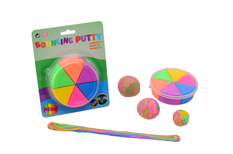 Johntoy john toy bouncing duo putty 6 colores neón caja de almacenamiento en tarjeta