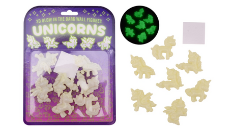 Johntoy pegatinas de pared de unicornio 3D que brillan en la oscuridad, paquete de 7 piezas