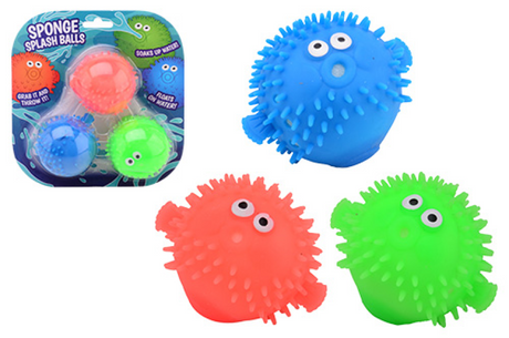 Johntoy aqua fun fluffy spons water ballen 3 stuks op kaart