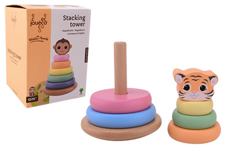 Juguetes de madera Jouéco - ® la torre apilable de la familia wildies