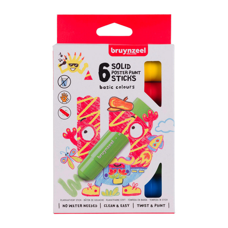 Juego de palitos de gouache Bruynzeel básico | 6 colores