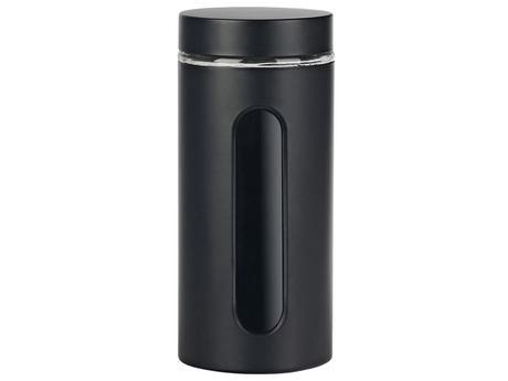 Tarro de almacenamiento de utensilios de cocina ventana negro mate 1,2 l vidrio