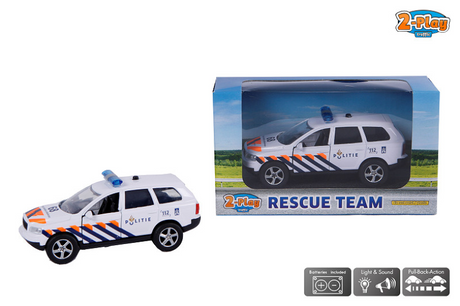 Coche de policía plegable 2 juegos con luz y sonido 11 cm blanco