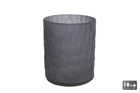 Portavelas dex vidrio negro mate 9x9x11 cm