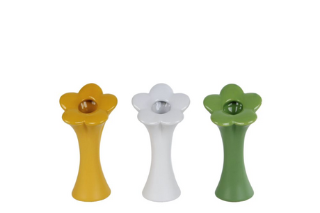 Cosydecor florero flor s verde amarillo blanco 7x7x15cm