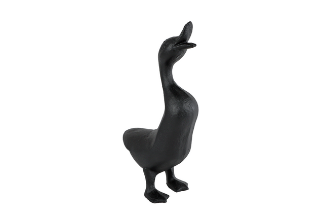 Sculptuur goose zwart gietijzer 14,5x7,5x25cm