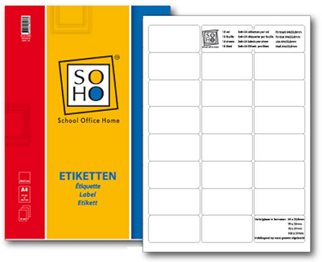 Soho etiketten a4 64x33,8mm 10 vel a 24 stuks