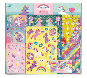 Totum pegatinas unicornio super stickers set xl 8 hojas - incl. pegatinas de lujo con tema de unicornio 38 x 36 cm - juegos incluidos - juguetes creativos para niñas y niños a partir de 3 años