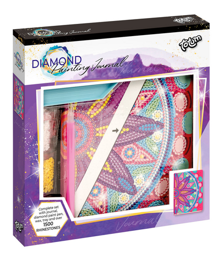 Totum Diamond Notebook 079700 Consejo de regalo - Libro de escritura para manualidades creativas - Mandala con pintura de diamantes a partir de 6 años