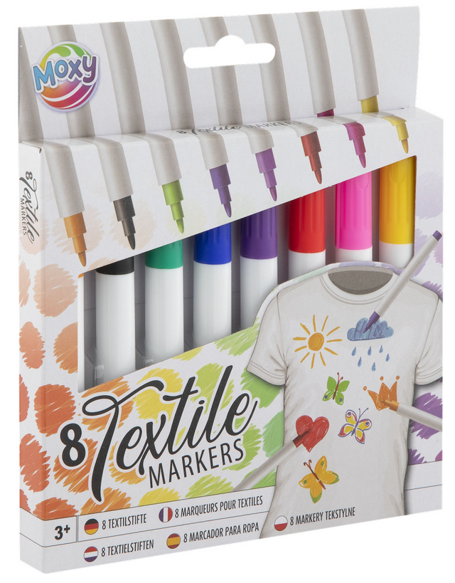 Rotuladores textiles Moxy, 8 uds.