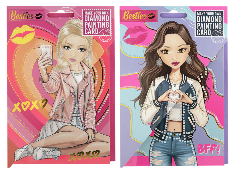 Besties haz tu propia tarjeta con pintura de diamantes, incluido el sobre