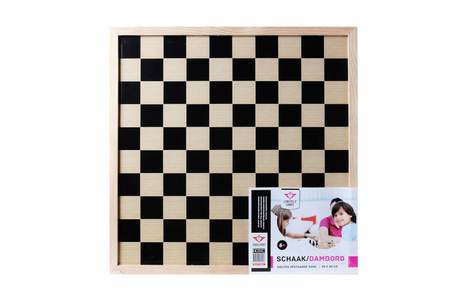 Tablero de ajedrez y damas de madera de dos caras Longfield - tablero de juego grande 40 x 40 cm - tablero de madera para ajedrez damas - juego de mesa clásico - corazón de ángel