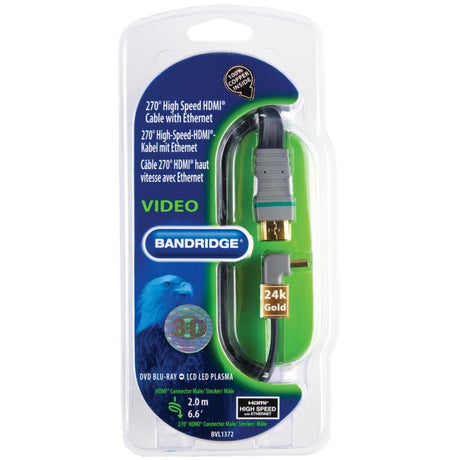 Bandridge BVL1372 HDMI de alta velocidad 270 grados cable plano chapado en oro 2 m