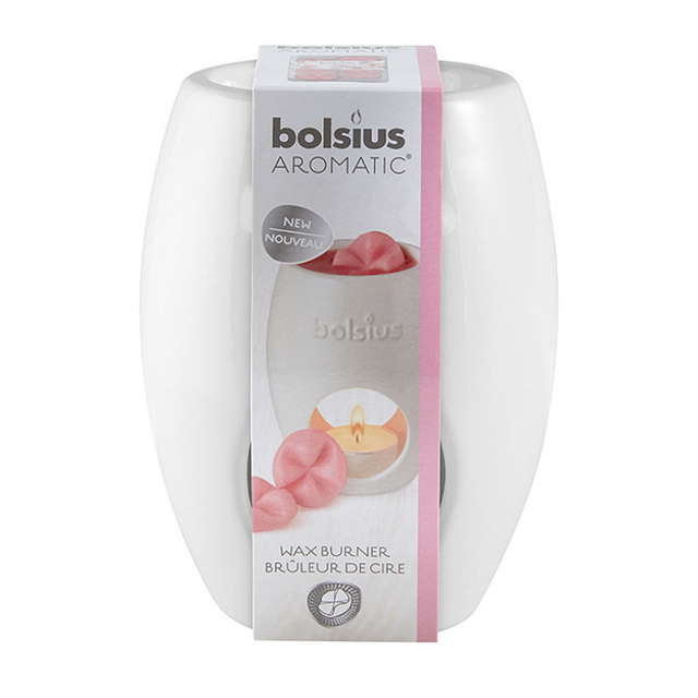 Quemador de cera aromática Bolsius elipse blanco