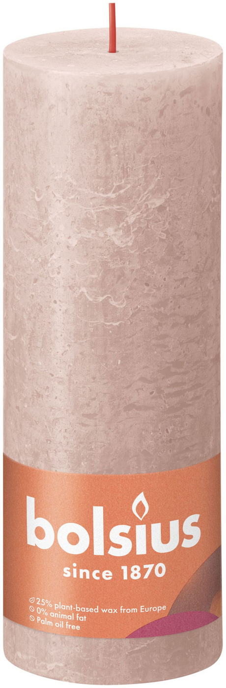 Vela de pilar rústica Bolsius colección brillo 190 68 rosa brumoso - rosa brumoso