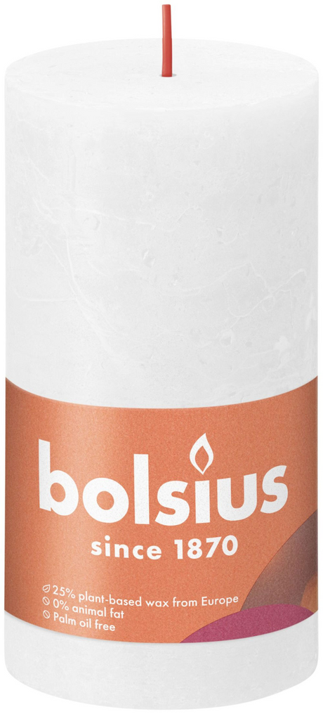 Vela pilar rústica colección Shine Bolsius 130 68 blanco nublado - blanco nublado