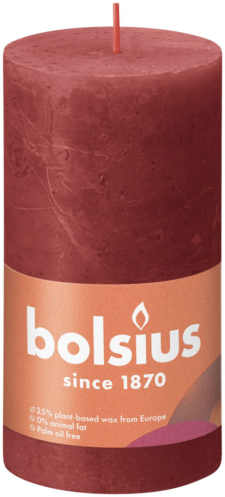 Bolsius colección brillo vela rústica 130 68 rojo delicado - rojo delicado<br>