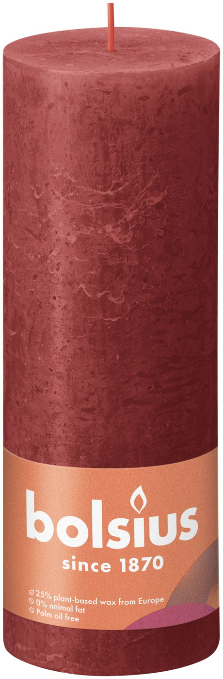 Vela de pilar Bolsius rústico rojo delicado - 19 cm ø 7 cm
