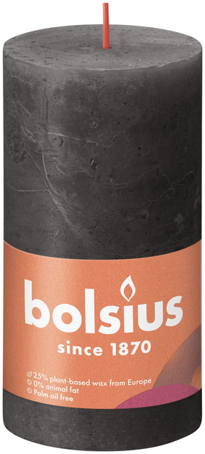 Vela de pilar rústica Bolsius 130 68 gris tormentoso-gris tormenta