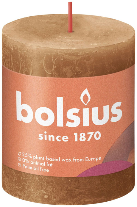Vela pilar rústica colección Shine Bolsius 80 68 marrón especia - marrón especiado