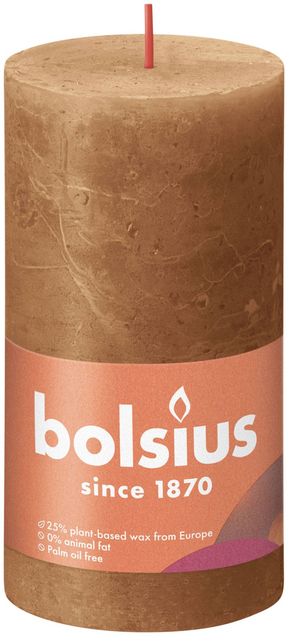 Vela pilar rústica colección Shine Bolsius 130 68 marrón especia - marrón especiado