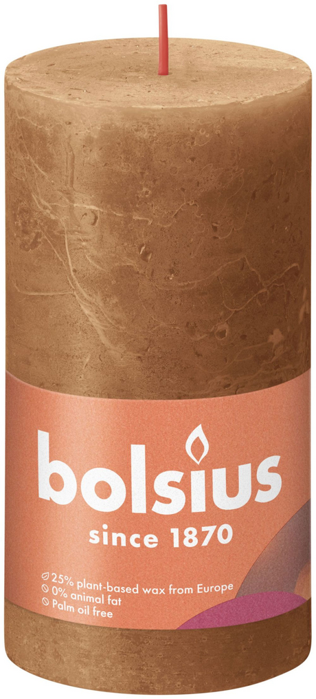 Vela pilar rústica colección Shine Bolsius 130 68 marrón especia - marrón especiado