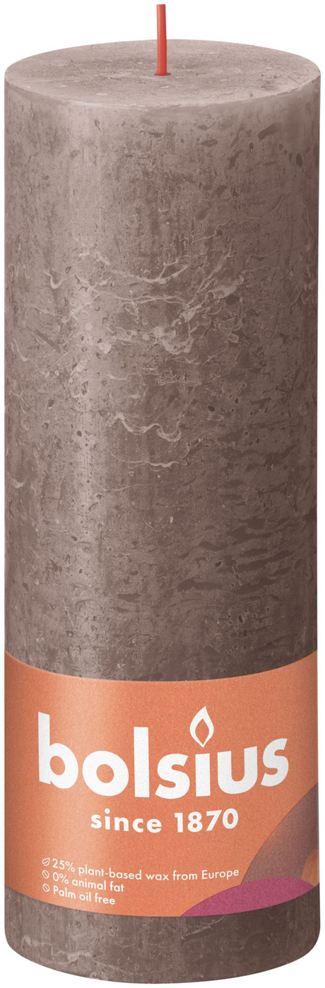 Vela pilar rústica colección Shine Bolsius 190 68 topo rústico