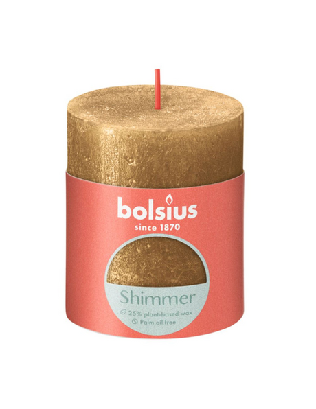Vela de pilar Bolsius shimmer 8x6,8 cm oro
