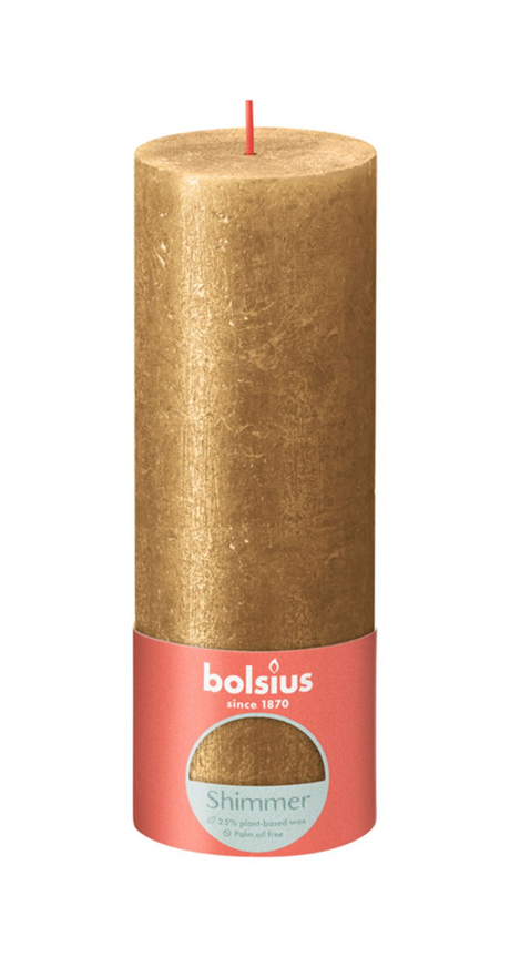 Vela rústica Bolsius 190 68 oro