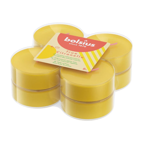 Bolsius true citronela maxi velas de té, juego de 8 piezas