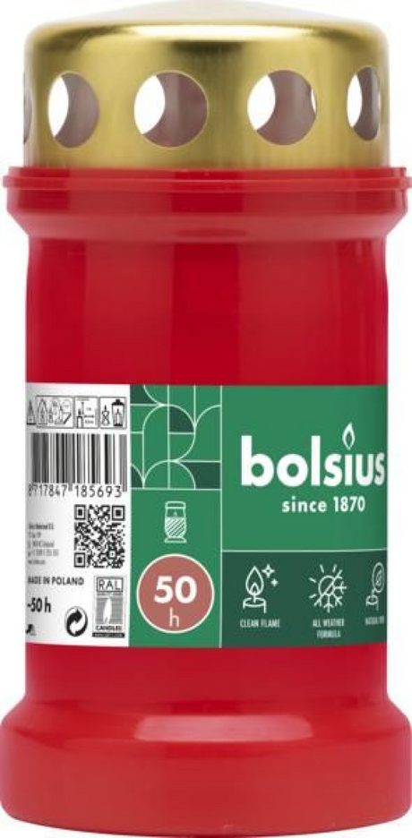 Lámpara para tumba Bolsius nº 3 roja con tapa