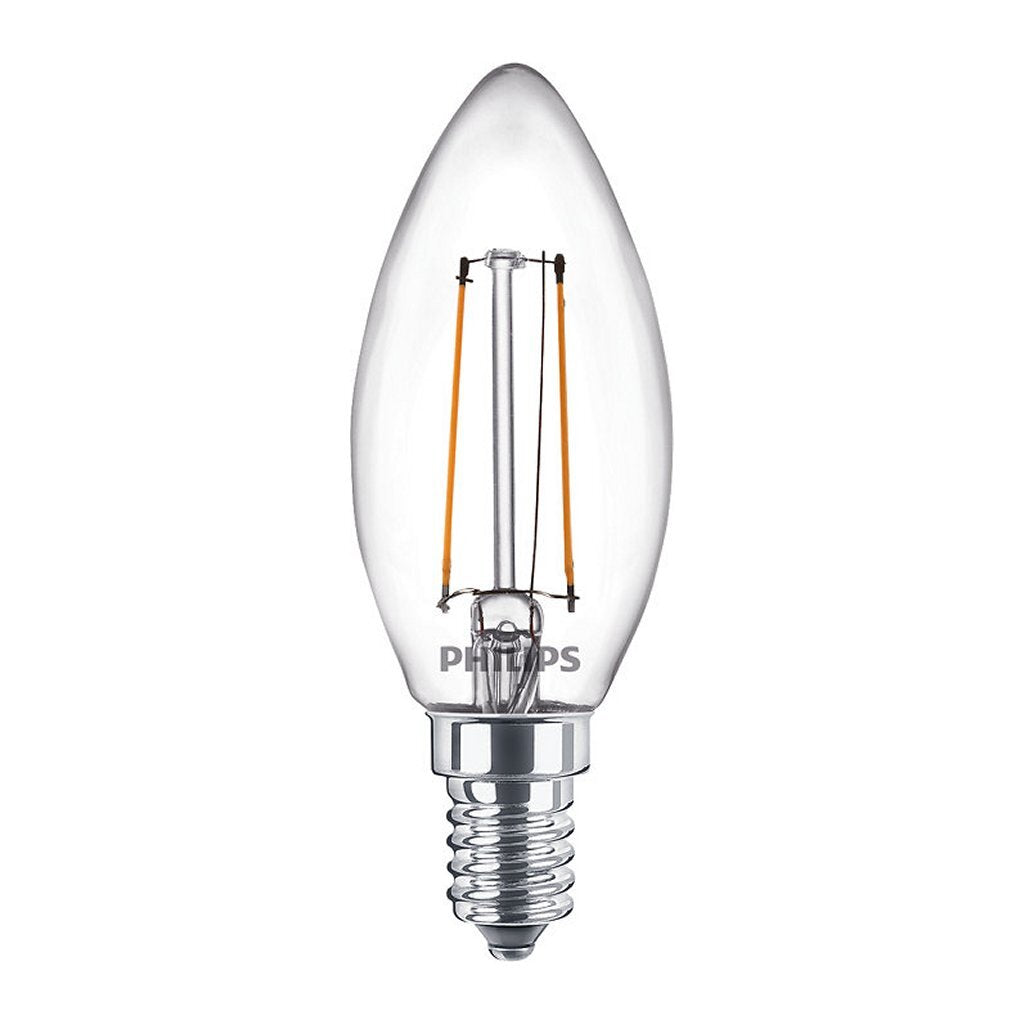 Lámpara LED Philips - lámpara de vela con casquillo E14 - luz blanca cálida: 2700k - 25w - vidrio transparente