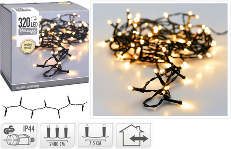 S.i.a. Iluminación LED 320LEDs 240 cm luz blanca cálida negro