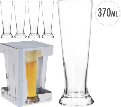 Excelente juego de vasos de cerveza para el hogar, 4 piezas, 380 ml, ã˜7xh20,5 cm