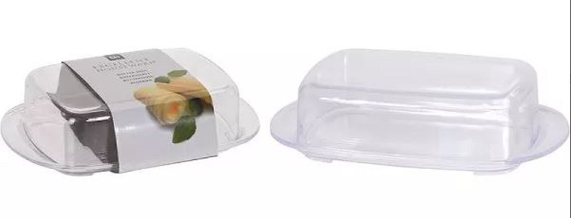 Excelente mantequera para el hogar con tapa de plástico 17,5 x 11,5 x 5 cm transparente