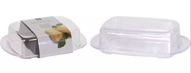 Excelente mantequera para el hogar con tapa de plástico 17,5 x 11,5 x 5 cm transparente