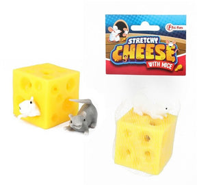 Queso hinchable elástico con 2 ratones 4,5x8cm