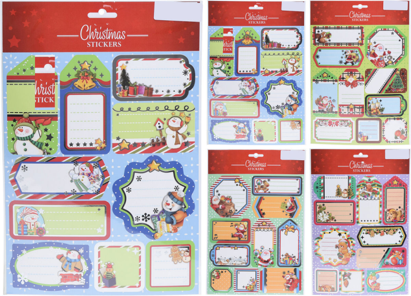 Geschenkstickers 20x30cm 4 assorti