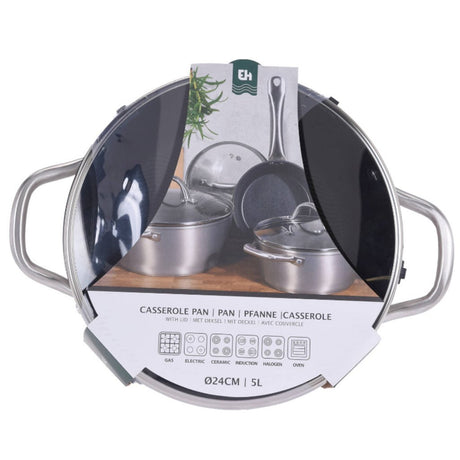 Excelente cacerola para el hogar de 24 cm + tapa de cristal.